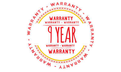 Obraz premium 9 years warranty icon vintage rubber stamp guarantee
