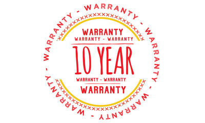 10 years warranty icon vintage rubber stamp guarantee