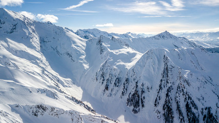 Fototapeta na wymiar snowy Aerial of Europe Alpes Austria Drone Winter