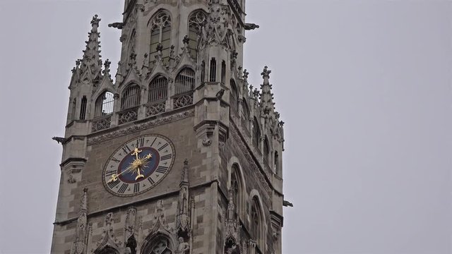 Tower Clock In Munich time lapse