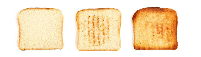 Collage of toast breads on white background - obrazy, fototapety, plakaty
