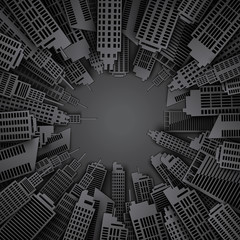 Urban background. Paper skyscrapers. Achitectural building. Modern city skyline building industrial paper art landscape skyscraper offices. Vector Illustration