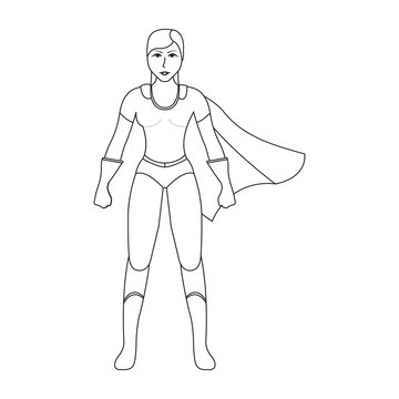 Superhero Flying On White Line Art Stock Illustration - Download Image Now  - Cape - Garment, Line Art, Superhero - iStock