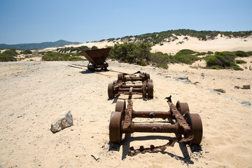 Obraz premium Old train to transport minerals from the mountains