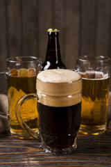 Beer on wooden table