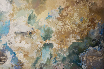 Hand drawn acrylic painting. Abstract art background. Acrylic painting on canvas. Color texture. Fragment of artwork. Brushstrokes of paint. Modern art. Contemporary art. Colorful canvas. Close up.