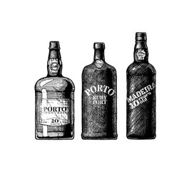 Port and Madeira wine bottles - Powered by Adobe