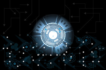 Abstract Future circle. Concept innovation connect digital line future in world computer network technology time data communication In the cosmos on dark background vector illustration