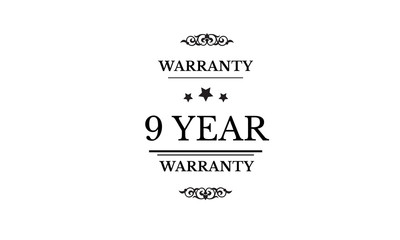 9 years warranty icon vintage rubber stamp guarantee
