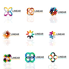 Set of geometric minimalistic abstract icons, stars and flowers, business fashion or beauty concept