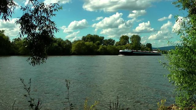 Ferryboat passes from the river