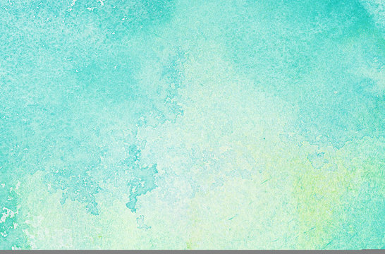 Abstract light blue watercolor background, painted on watercolor paper
