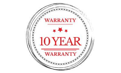 10 years warranty icon vintage rubber stamp guarantee