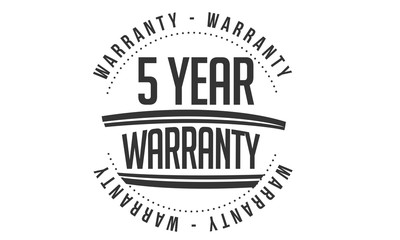 5 years warranty icon vintage rubber stamp guarantee