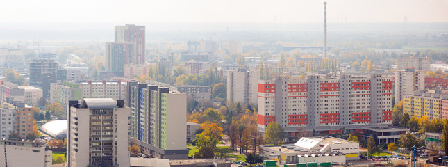 Plakat Panoramic view of Bratislava with modern apartment buildings