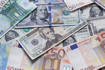 Fototapeta na wymiar Background of Euro banknotes