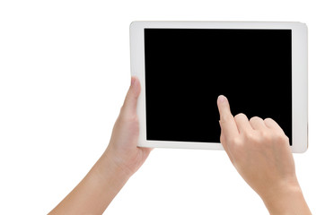 woman hand holding the phone tablet