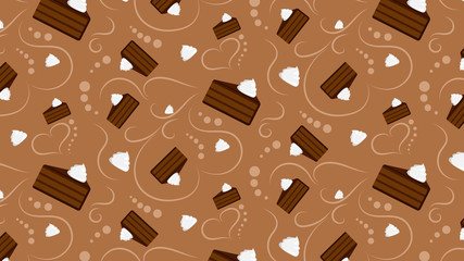 Choclate cake with whipped cream pattern