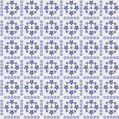 Vector abstract seamless pattern of blue stars with shadow. Celebration, cloth, wallpaper, wrapper, decoration.