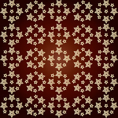  Abstract vector pattern of beige stars on a brown background. Cloth, wallpaper, wrapper, decoration, background, texture.