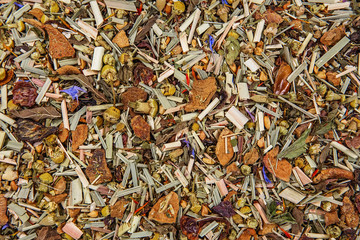 Alpine meadow herbal tea texture background