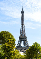 The Eiffel tower as seen from the Trocadero, across the Seine River