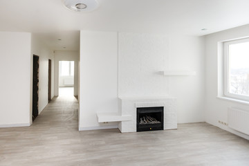 Fototapeta premium Apartment repair wall repair renovation house renovation home remodeling laminate