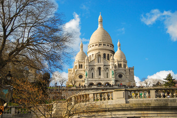 Fototapeta premium Vista da igreja Sacre Couer, Paris França, La Basilique du Sacré Cœur de Montmartre