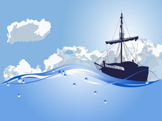 Obraz premium Silhouette of the pirate ship