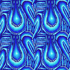 Ikat fabric pattern ethnic ornament dark blue