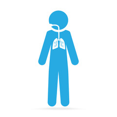 lungs blue icon, medical concept