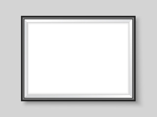 Picture frame on the wall realistic vector black