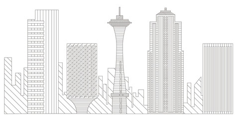 Seattle cityscape outline