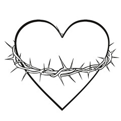Crown of Thorns and Heart Vector Illustration-illustration
