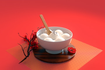 Chinese Lantern Festival food.3d rendering