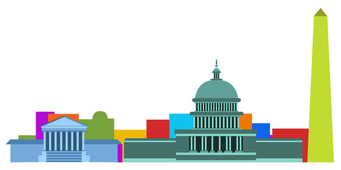 Fototapeta premium Colored cityscape of Washington