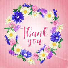 Card with Wild flowers wreath