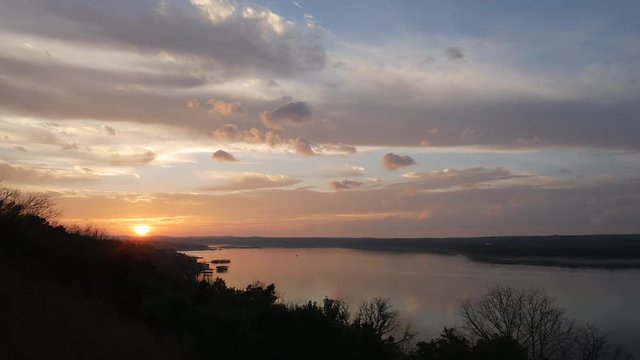 Sunset over Lake Travis Texas after storm