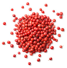 dried pink peppers isolated on white