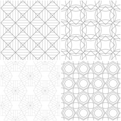Fototapeta premium Geometric patterns. Set of light gray and white seamless backgrounds