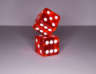 Luminescent Red Casino Dice Balancing 