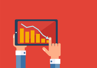 График падения цен, на планшете.