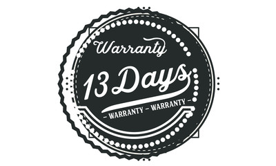 13 days warranty icon vintage rubber stamp guarantee