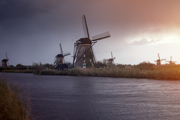Obraz premium Windmills at Kinderdijk