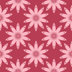 Red floral seamless background. Ornamental pattern