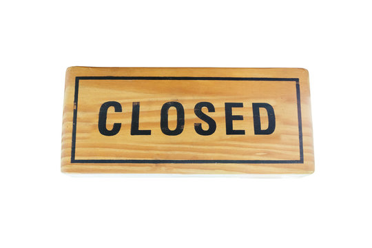 Wooden sign with the word "close", isolated on white background with clipping path