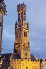 Fototapeta na wymiar Belfry of Bruges at night