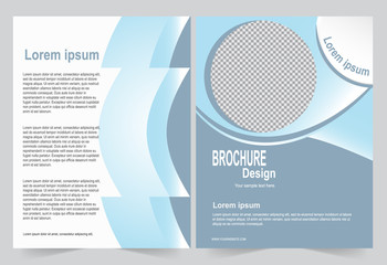 Blue Brochure template flyer design, front and back template for annual report, magazine, poster