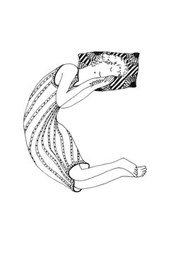 Letter C: Sleeping Woman With Pillow