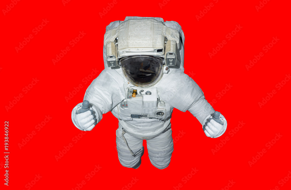 Wall mural astronaut isolated on red background 3d rendering elements of this image furnished by nasa